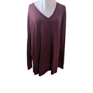 Lucky Brand Sweater Preppy Maroon Grandpa Women's SIZE Medium Shirt Top V-neck